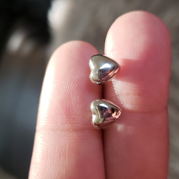 Silver Heart Earrings - Picture 2 of 2